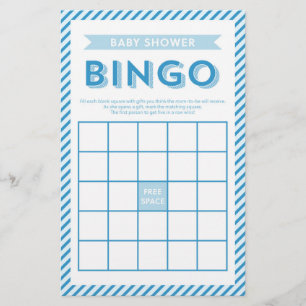 モダンストライプBlue Baby Shower Bingoゲーム