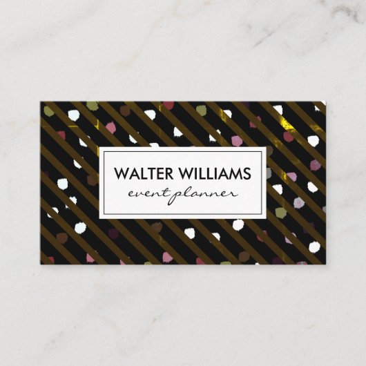 モダンストライプDotsテクスチャ 名刺 (正面)