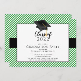 モダンストライプGrad Cap Sulation Party Invitation 招待状