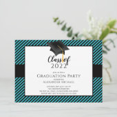 モダンストライプGrad Cap Sulation Party Invitation 招待状 (スタンド正面)