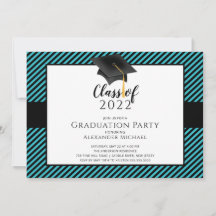 モダンストライプGrad Cap Sulation Party Invitation
