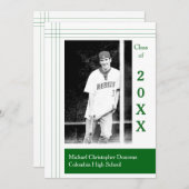 モダンストライプGreen – 卒業発表 招待状 (正面/裏面)