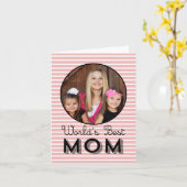 モダンストライプMothers Dayフォトカード カード (黄色い花)