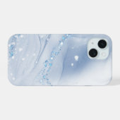 モダンストーン ダスティブルー マーブル iPhone 15ケース (裏面横)