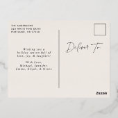 モダンスナップショットメリークリームと明るい写真 箔シーズンポストカード (裏面)