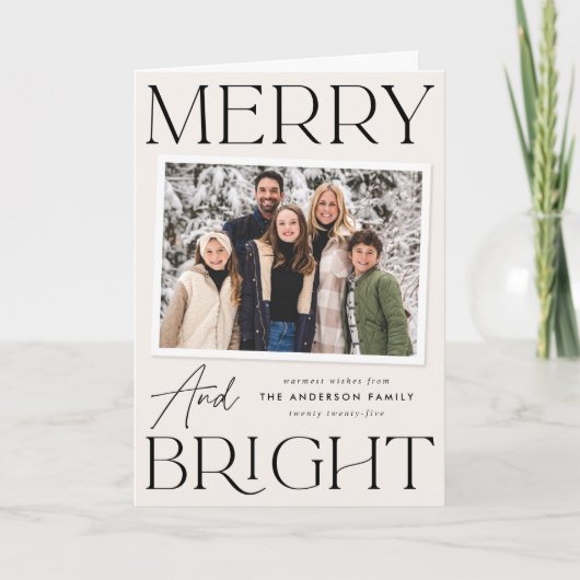 モダンスナップショットメリークリームと明るい2枚の写真 シーズンカード (正面)