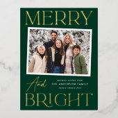 モダンスナップショットメリー緑と明るい写真 箔シーズンポストカード (正面)