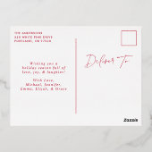 モダンスナップショットメリー赤と明るい写真 箔シーズンポストカード (裏面)