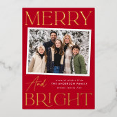モダンスナップメリーショットと明るい写真 箔シーズンカード (正面)