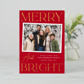 モダンスナップメリーショットと明るい写真 箔シーズンカード (立ち正面)