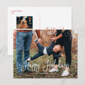 モダンスノースクリプト2枚組ホリデーポストカード シーズンポストカード (正面/裏面)