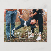 モダンスノースクリプト2 フォトホリデー ポストカード