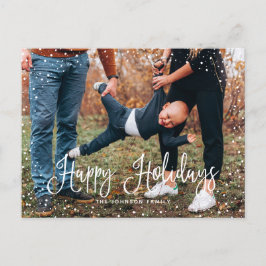 モダンスノースクリプト2 フォト ホリデー ポストカード