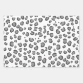 モダンスノーヒョウ灰色白黒アニマルプリント ラッピングペーパーシート (正面2)