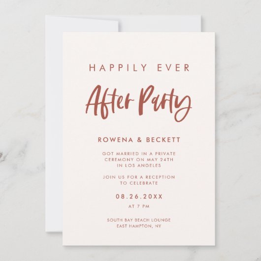 モダンスノーピンク ハッピーエバーアフターパーティ 招待状 (正面)