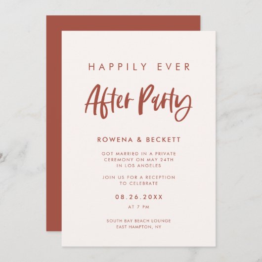 モダンスノーピンク ハッピーエバーアフターパーティ 招待状 (正面/裏面)
