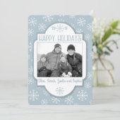 モダンスノーフレークハッピー ホリデーズ フォト シーズンカード (スタンド正面)