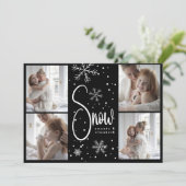 モダンスノーフレーク4ファミリー写真クリスマス2023 シーズンカード (スタンド正面)