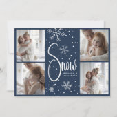 モダンスノーフレーク4ファミリー写真クリスマス2023 シーズンカード (正面)