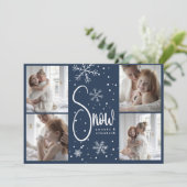 モダンスノーフレーク4ファミリー写真クリスマス2023 シーズンカード (スタンド正面)