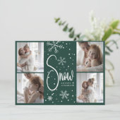 モダンスノーフレーク4ファミリー写真クリスマス2023 シーズンカード (スタンド正面)