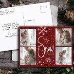 モダンスノーフレーク4ファミリー写真クリスマス2023 シーズンポストカード<br><div class="desc">私たち祝の「Snowflake 4ファミリー写真2023年祝祭葉書モダン」で休日の季節は、あなたの暖かい願いを送信する便利なスタイリッシュ方法と。母娘の心温まる瞬間などモダン4枚の家族の写真を用いたクラシックとデザインの要素を美しく組み合わせ、一体感の本質を伝える。カラースキーム赤と白はフェスティバルtouchを追加し、メッセージに最適な背景を作パーソナライズされた成する。このカードは単なる挨拶ではなく、あなたの受信者が大切にする形見である。私たちのハガキとミニマルモダンスタイルにあなたの休日の願いを送パーソナライズされたりなさい。今年のこの特別な時期に、家族や友人との愛と喜びを共有する楽しく便利な方法である。</div>