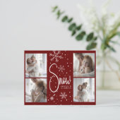 モダンスノーフレーク4ファミリー写真クリスマス2023 シーズンポストカード (スタンド正面)