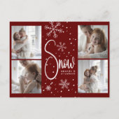 モダンスノーフレーク4ファミリー写真クリスマス2023 シーズンポストカード (正面)