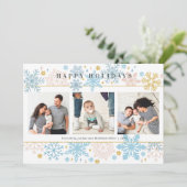 モダンスノーフレーク ハッピーホリデーカード シーズンカード (スタンド正面)