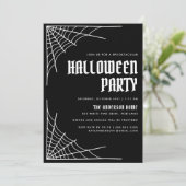 モダンスパイダーウェブブラックハロウィンパーティー 招待状 (スタンド正面)