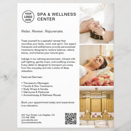 モダンスパウェルネスホワイトプロモーションビジネス チラシ (正面)