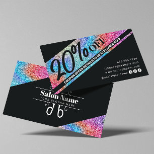 モダンスパークリンググリッター&ブラックヘアサロン 割引カード