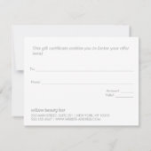 モダンスパ美しいサロンギフト券 サンキューカード (裏面)