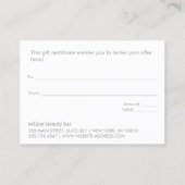 モダンスパ美しいサロンギフト券 割引カード (裏面)