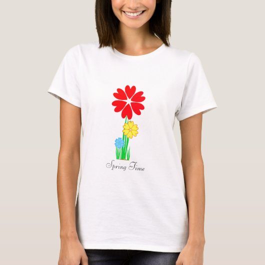 モダンスプリングフラワー Tシャツ (正面)