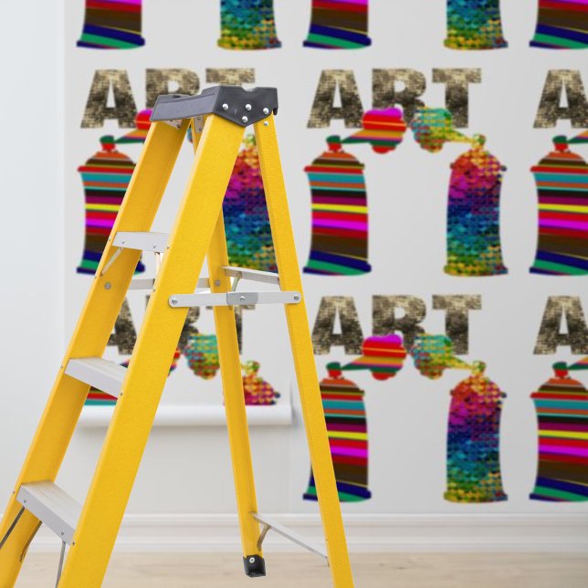 モダンスプレーカラフル缶アートグラフィックピールスティック 壁紙 (Modern Colorful Spray Cans Art Graphic Peel Stick Wallpaper)