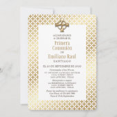 モダンスペインの金ゴールド第1通信招待状 招待状 (正面)