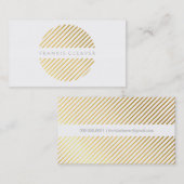 モダンスポット角ストライプ付きはっきりした金ゴールド箔 名刺 (正面/裏面)