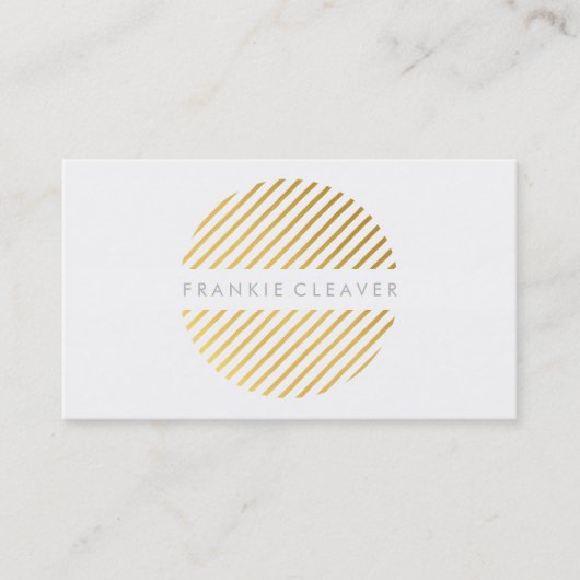 モダンスポット角ストライプ付きはっきりした金ゴールド箔 名刺 (正面)