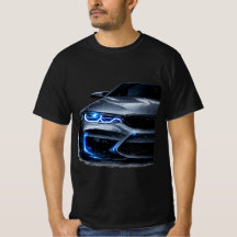 モダンスポーツカーネオンヘッドライト グラフィックTシャツ