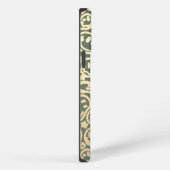 モダンスマイル笑顔の顔パターンモスグリーン金ゴールド iPhoneケース (右側面)