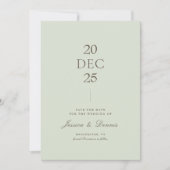 モダンスミニマルエレガントクリプトSage日付の保存 招待状 (正面)