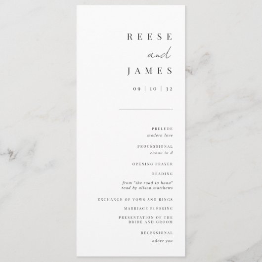 モダンスミニマルクリプト結婚式 プログラム (正面)