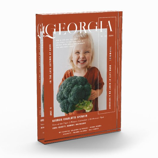 モダンスミニマルナップショット | 任意の年誕生日 フォトブロック (左)