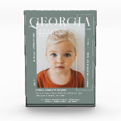 モダンスミニマルナップショット | 任意の年誕生日 フォトブロック (正面)