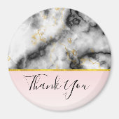 モダンスモーキーな灰色の大理石と金ゴールドリボ感謝していンYo マグネット (正面)