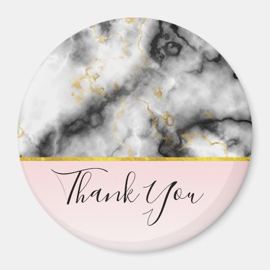 モダンスモーキーな灰色の大理石と金ゴールドリボ感謝していンYo マグネット (正面)
