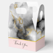 モダンスモーキーな灰色の大理石と金ゴールドリボ結婚ン フェイバーボックス (オープン)