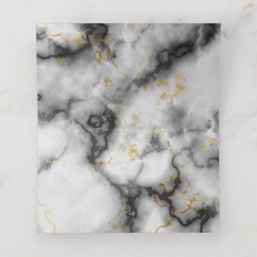 モダンスモーキーな灰色の大理石と金ゴールドリボ結婚ン プレイスカード (内部開封)