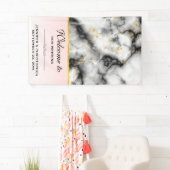 モダンスモーキーな灰色の大理石と金ゴールドリボ結婚ン 横断幕 (インサイチュ)